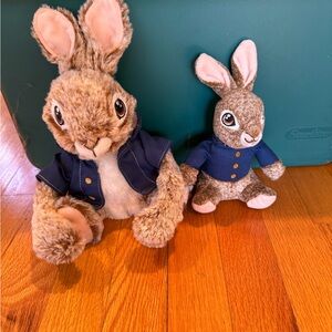 Plush Peter Rabbit Pair with Blue Jackets